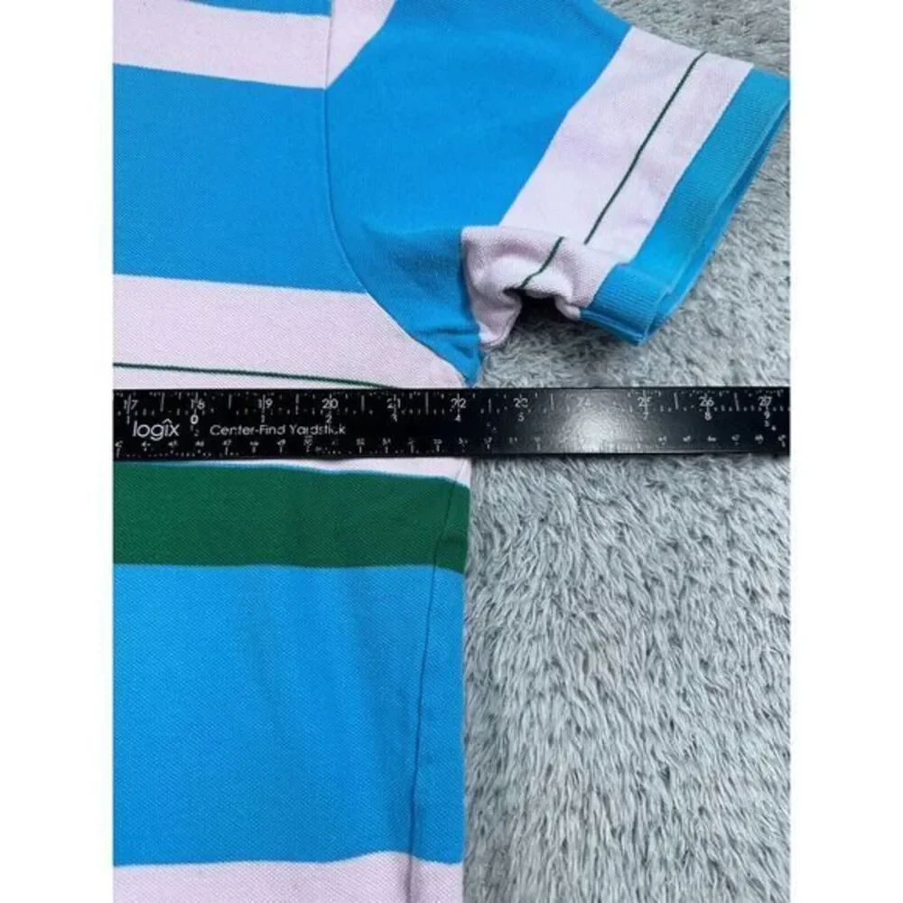 Polo Jeans Co. Polo Shirt Striped Colour Block Cotton‎ Knit vtg Short Sleeve L